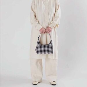 Baggu Mini Nylon Shoulder Bag Black/White Pixel Gingham NWT